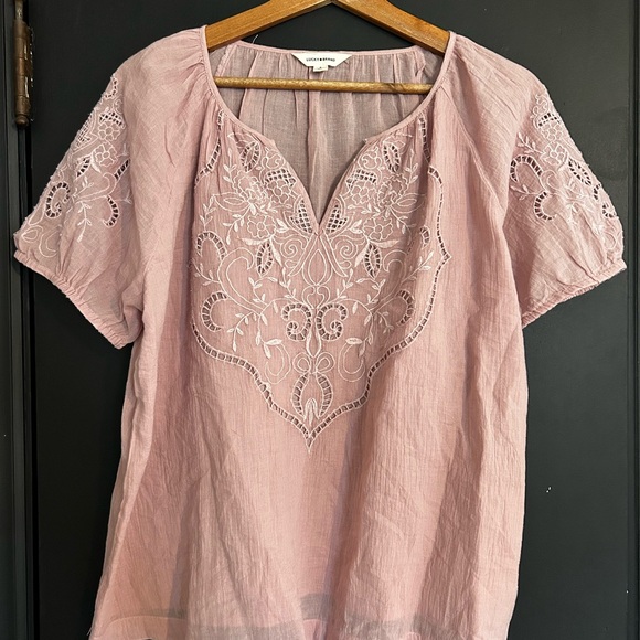 Lucky Brand Tops - Lucky Brand Light Pink Embroidered Blouse